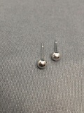 Round 3.5mm High Polished Bead Ball Pair of Sterling Silver Earrings