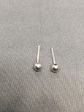 Round 3.5mm High Polished Bead Ball Pair of Sterling Silver Earrings