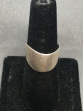 Boma Designer 13mm Wide Wave Design Sterling Silver Ring Band