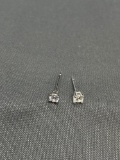 Round Faceted 3mm CZ Center Pair of Sterling Silver Stud Earrings