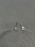 Round Faceted 3mm CZ Center Pair of Sterling Silver Stud Earrings