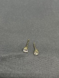 Round Faceted 3mm CZ Center Gold-Tone Pair of Sterling Silver Stud Earrings