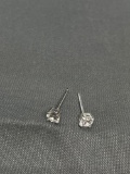 Round Faceted 4mm CZ Center Pair of Sterling Silver Stud Earrings