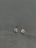 Round Faceted 4mm CZ Center Pair of Sterling Silver Stud Earrings