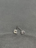 Round Faceted 4mm CZ Center Pair of Sterling Silver Stud Earrings