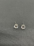 Round Faceted 5mm CZ Center Pair of Sterling Silver Stud Earrings