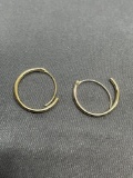 Round 15mm Diameter 1mm Wide Gold-Tone Pair of Sterling Silver Hoop Earrings