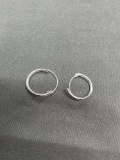 Round 12mm Diameter 1mm Wide Pair of Sterling Silver Hoop Earrings