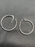 Round 28mm Diameter 1.5mm Wide Pair of Sterling Silver Hoop Earrings