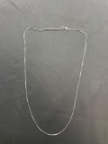 Box Link 0.75mm Wide Adjustable 18-20in Long Sterling Silver Chain