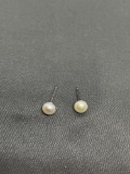 Round 4mm White Freshwater Pearl Pair of Sterling Silver Stud Earrings