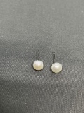 Round 5mm White Freshwater Pearl Pair of Sterling Silver Stud Earrings