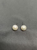 Round 7mm White Freshwater Pearl Pair of Sterling Silver Stud Earrings