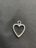 Ribbon Heart Design 16mm Tall 15mm Wide Sterling Silver Pendant