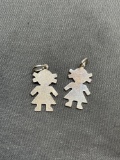 Lot of Two Matched Sterling Silver Girl Themed Charms