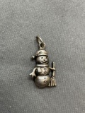 Frosty the Snowman Themed 20mm Tall 12mm Wide Sterling Silver Pendant