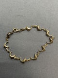 Dolphin Themed 7mm Wide 7in Long Gold-Tone Sterling Silver Bracelet
