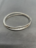 Handmade 11mm Wide Tapered X Design 3.5in Diameter Solid Sterling Silver Bangle Bracelet