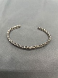 Handmade Braided Design 5mm Wide 3in Diameter Sterling Silver Cuff Bracelet