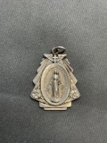 Virgin Mary Themed 27mm Tall 21mm Wide Detailed Sterling Silver Protection Medallion