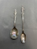 Lot of Two Rogers Oneida Designer Vintage Collectible Spoons, One 5.5in Long and One 4.5in