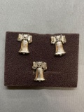 Matched Set High Polished Silver-Tone Liberty Bell Themed Tie Pin & Pair of Cufflinks