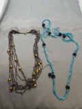Lot of Two Colorful Hand-Beaded Fashion Necklaces