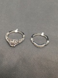 High Quality Signed Designer Silver-Tone Alloy Milgrain Detailed Filigree Scroll Design 5.5mm Round