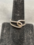 Handmade Knot Design 10mm Wide Tapered Sterling Silver Ring Band