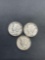 3 Count Lot of United States Mercury Dimes - 90% Silver Coins from Estate Collection