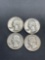 4 Count Lot of United States 90% Silver Washington Quarters from Estate Collection