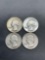 4 Count Lot of United States 90% Silver Washington Quarters from Estate Collection