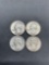 4 Count Lot of United States 90% Silver Washington Quarters from Estate Collection