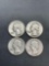 4 Count Lot of United States 90% Silver Washington Quarters from Estate Collection