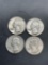 4 Count Lot of United States 90% Silver Washington Quarters from Estate Collection