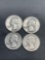 4 Count Lot of United States 90% Silver Washington Quarters from Estate Collection