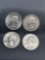 4 Count Lot of United States 90% Silver Washington Quarters from Estate Collection