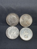 4 Count Lot of Canada 80% Silver Quarters from Estate Collection - 0.600 Ounces Actual Silver Weight