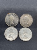 4 Count Lot of Canada 80% Silver Quarters from Estate Collection - 0.600 Ounces Actual Silver Weight