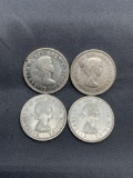 4 Count Lot of Canada 80% Silver Quarters from Estate Collection - 0.600 Ounces Actual Silver Weight