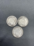 3 Count Lot of United States Barber Dimes - 90% Silver Coins from Estate Collection