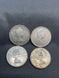 4 Count Lot of Canada 80% Silver Quarters from Estate Collection - 0.600 Ounces Actual Silver Weight