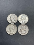 4 Count Lot of United States 90% Silver Washington Quarters from Estate Collection