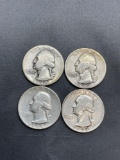 4 Count Lot of United States 90% Silver Washington Quarters from Estate Collection