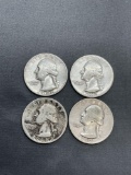 4 Count Lot of United States 90% Silver Washington Quarters from Estate Collection