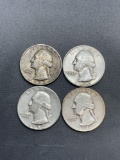 4 Count Lot of United States 90% Silver Washington Quarters from Estate Collection