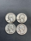 4 Count Lot of United States 90% Silver Washington Quarters from Estate Collection