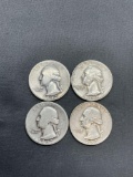 4 Count Lot of United States 90% Silver Washington Quarters from Estate Collection