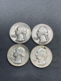 4 Count Lot of United States 90% Silver Washington Quarters from Estate Collection