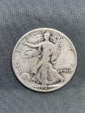 1942 United States Walking Liberty Silver Half Dollar - 90% Silver Coin from Estate Collection